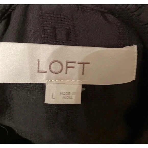 Loft Lace Up Flounce Swing Dress Black Size Lg Lightweight NEW 99$ - Picture 8 of 9